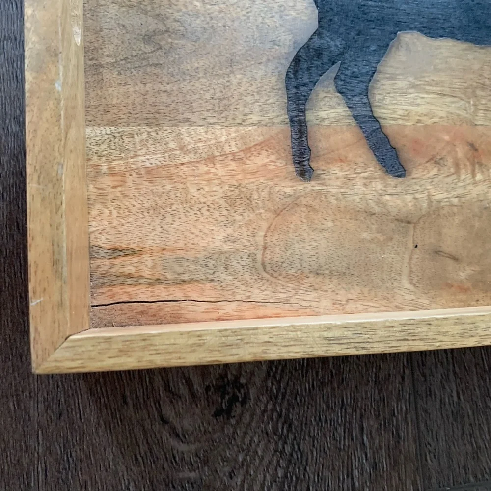 Wooden Tray with Deer Design